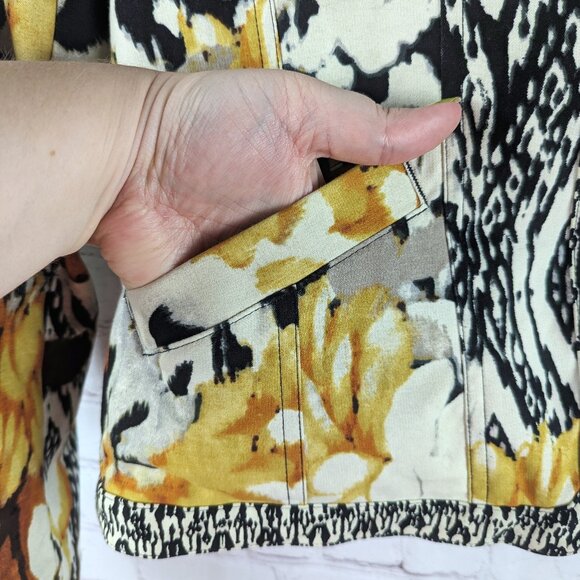 Chico's Black/White/Yellow/Orange Speckled Blazer - Small - Picture 2 of 7